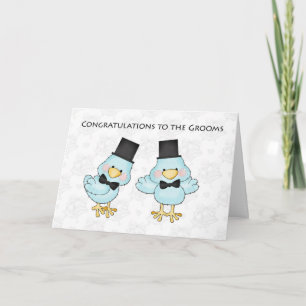 Cute Groom Birds, Gay Mannen Weddenschap Gefelicit Kaart
