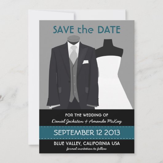 Cute Groom en Bride Mannequin sparen de Datum Save The Date (Voorkant)