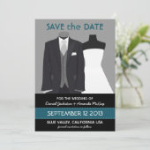 Cute Groom en Bride Mannequin sparen de Datum Save The Date (Staand voorkant)