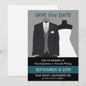 Cute Groom en Bride Mannequin sparen de Datum Save The Date (Voorkant / Achterkant)