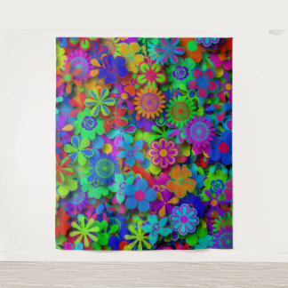Cute Groovy Flowers Garden Wandkleed