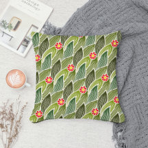 Cute Groovy Hippie Red Green Daisy Floral Pattern