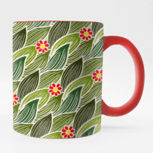 Cute Groovy Hippie Red Green Daisy Floral Pattern Mok