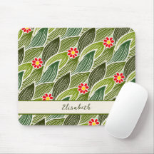 Cute Groovy Hippie Red Green Daisy Floral Pattern