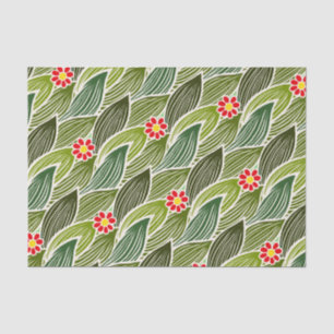 Cute Groovy Hippie Red Green Daisy Floral Pattern Tissuepapier
