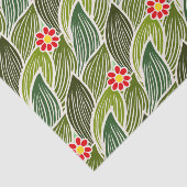 Cute Groovy Hippie Red Green Daisy Floral Pattern Tissuepapier (Detail)