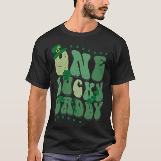 Cute Groovy One Lucky Daddy Retro St Patrick's Day T-shirt (Voorkant)