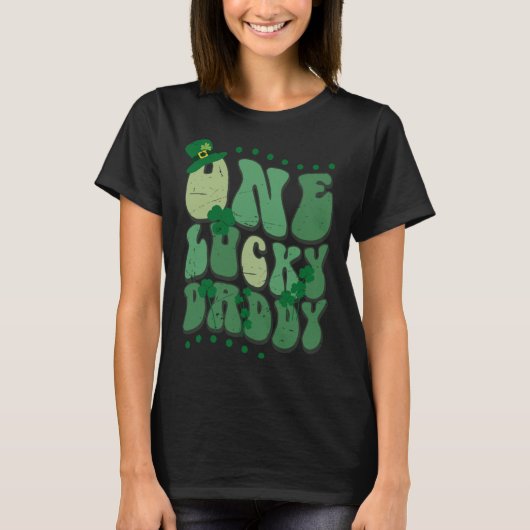 Cute Groovy One Lucky Daddy Retro St Patrick's Day T-shirt (Voorkant)