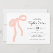 Cute Gros Bow | Invitation Baby shower fille rose (Devant)