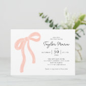 Cute Gros Bow | Invitation Baby shower fille rose (Debout devant)
