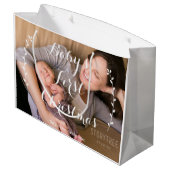 Cute grote baby's eerste kerstcadeautas large cadeautasje (Achterkant Gekanteld)