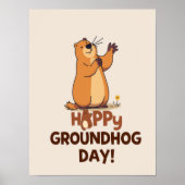 Cute Groundhog Illustration Classic Groundhog Day Poster (Voorkant)