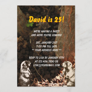 Cute Groundhogs Birthday Party Invitation Kaart