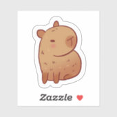 Cute Grumpy Capybara Kawaii Cartoon Sticker (Feuille)