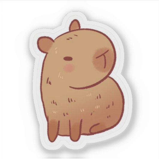 Cute Grumpy Capybara Kawaii Cartoon Sticker (Devant)