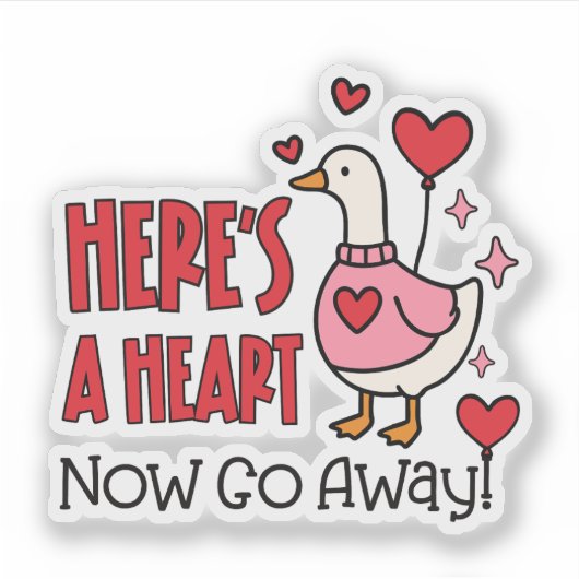 Cute Grumpy Goose Funny Heart Balloon Sticker (Voorkant)