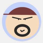 Cute Grumpy Man Circle Sticker (Voorkant)