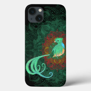 Cute Guatemala Resplendent Quetzal Green Mehndi iPhone 13 Hoesje