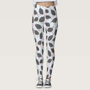 Cute Guinea Fowl Bird Pattern Leggings