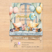Cute Guinea Pig Acrylic Birthday Party Invitation (Recto)