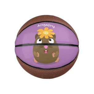 Cute guinea pig cartoon illustratie basketbal