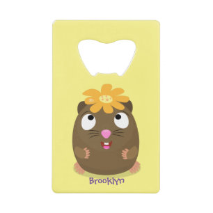 Cute guinea pig cartoon illustratie kredietkaart flessenopener