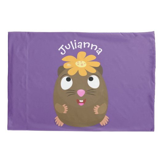 Cute guinea pig cartoon illustratie kussensloop (Achterkant)