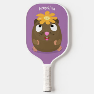 Cute guinea pig cartoon illustratie pickleball paddle