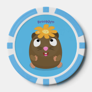 Cute guinea pig cartoon illustratie poker chips