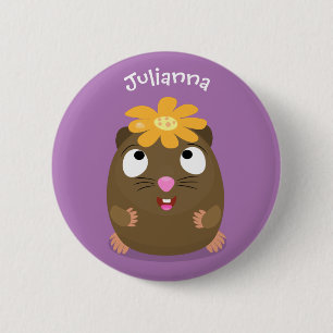 Cute guinea pig cartoon illustratie ronde button 5,7 cm