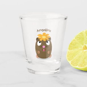 Cute guinea pig cartoon illustratie shot glas
