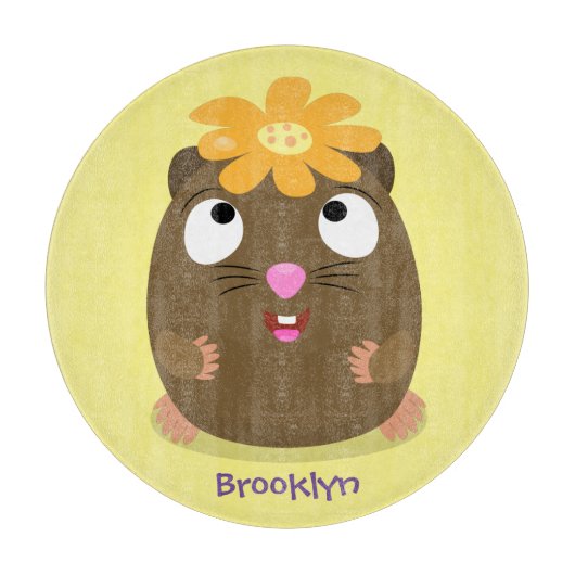 Cute guinea pig cartoon illustratie snijplank (Voorkant)