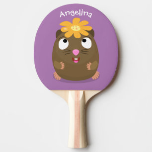 Cute guinea pig cartoon illustratie tafeltennisbatje