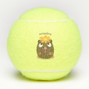 Cute guinea pig cartoon illustratie tennisballen