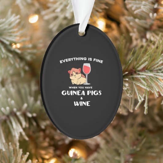 Cute Guinea Pig Gift Wine Lover Ornament (Boom)