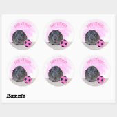 Cute Guinea Pig roze Voetbal Birthday Custom Ronde Sticker (Vel)
