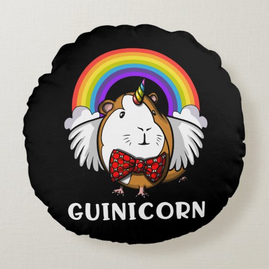 Cute Guinea Pig Unicorn Cavy Pet Rainbow Rond Kussen (Voorkant)