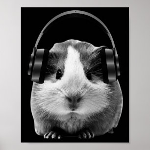 Cute Guinee naar Dubstep luisteren Poster
