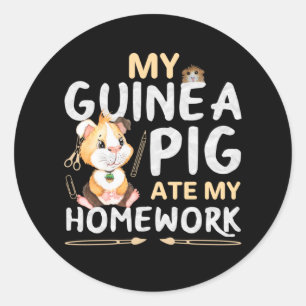 Cute Guinee Pig Ate Mijn thuiswerk Ronde Sticker