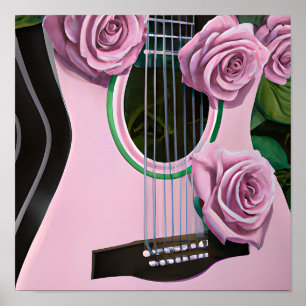 CUTE GUITAR MET POSTER PINKROSES