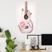 CUTE GUITAR MET POSTER PINKROSES (Thuiskantoor)