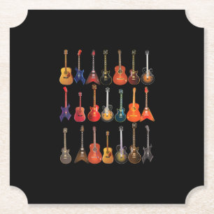 Cute Guitar Rock en Roll Musical Instruments Gift Kartonnen Onderzetters