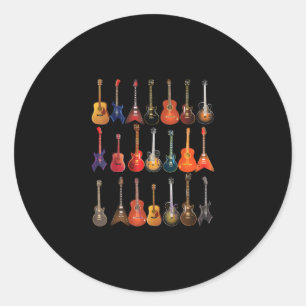 Cute Guitar Rock en Roll Musical Instruments Gift Ronde Sticker
