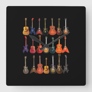 Cute Guitar Rock en Roll Musical Instruments Gift Vierkante Klok