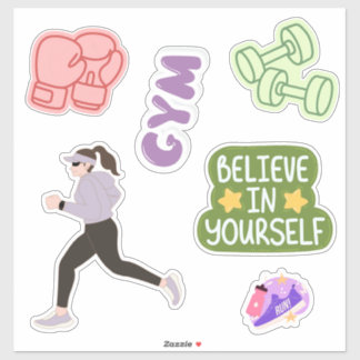 Cute Gym Girl Fitness Motivation Sticker
