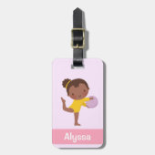 Cute Gymnast Girl met Ball Personalized Bagagelabel (Voorkant verticaal)