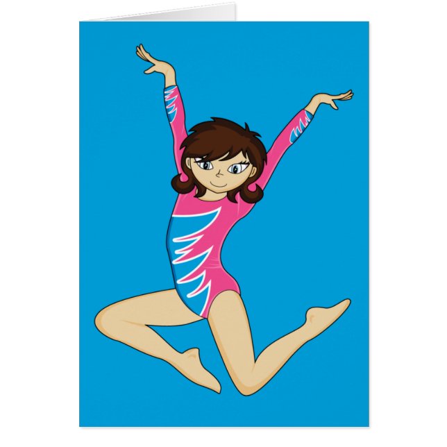 Cute Gymnast Jumping Card (Voorkant)