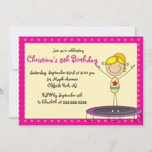 Cute Gymnastic Birthday Party Invitations Kaart