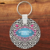 Cute Gymnastic Rocks Pink ZEBRA Sleutelhanger (Voorkant)