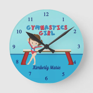 Cute Gymnastics Girl Custom Kinder Gymnast Bedroom Ronde Klok